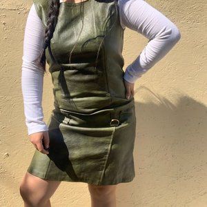 1970s green leather dress vintage